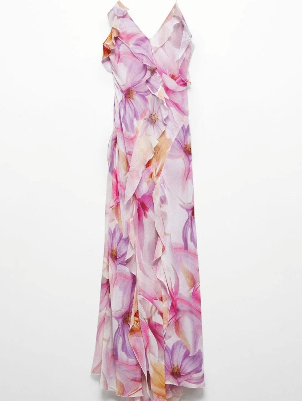Mango Pink Lavender Floral Ruffle Maxi Dress - Picture 4 of 16